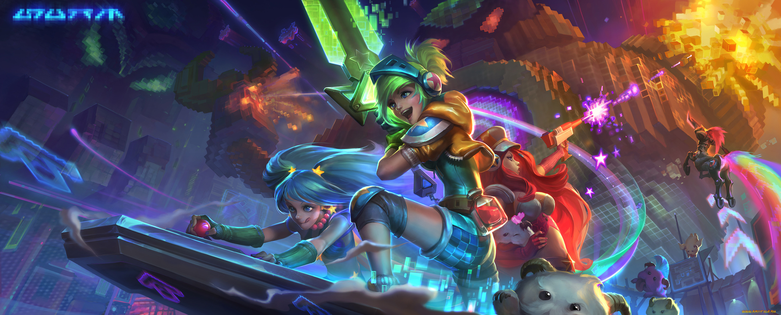  , league of legends, moba, maven, of, the, strings, blitzcrank, miss, fortune, sona, riven, bounty, hunter, great, steam, golem, exile, fan, art, league, legends